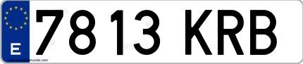 Ejemplo de matrícula española 7813 KRB