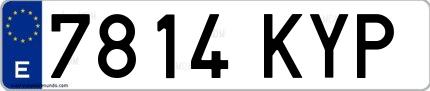 Ejemplo de matrícula española 7814 KYP