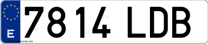 Ejemplo de matrícula de coche ordinaria 7814 LDB