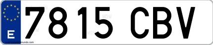 Ejemplo de matrícula española 7815 CBV