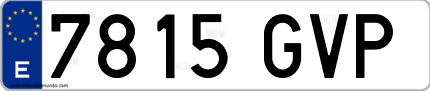 Ejemplo de matrícula de coche ordinaria 7815 GVP