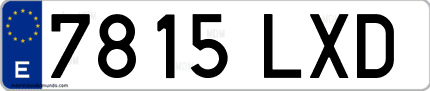 Ejemplo de matrícula de coche ordinaria 7815 LXD