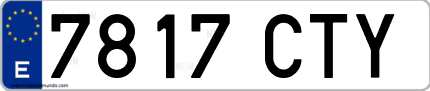 Ejemplo de matrícula de coche ordinaria 7817 CTY