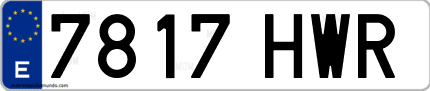 Ejemplo de matrícula de coche ordinaria 7817 HWR