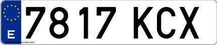 Ejemplo de matrícula española 7817 KCX
