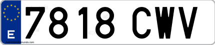 Ejemplo de matrícula de coche ordinaria 7818 CWV