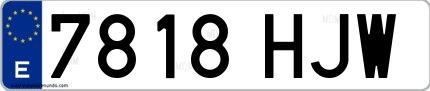 Ejemplo de matrícula española 7818 HJW