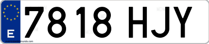Ejemplo de matrícula de coche ordinaria 7818 HJY