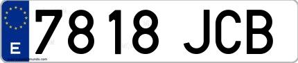 Ejemplo de matrícula española 7818 JCB
