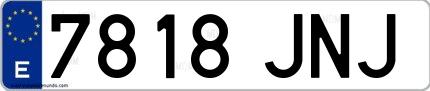 Ejemplo de matrícula española 7818 JNJ