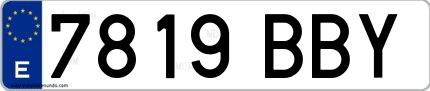 Ejemplo de matrícula española 7819 BBY