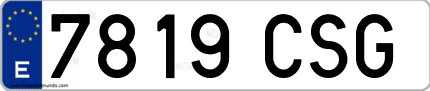 Ejemplo de matrícula de coche ordinaria 7819 CSG