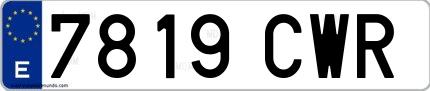 Ejemplo de matrícula española 7819 CWR