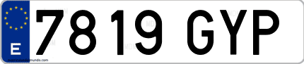 Ejemplo de matrícula de coche ordinaria 7819 GYP