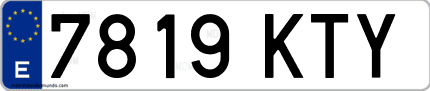 Ejemplo de matrícula de coche ordinaria 7819 KTY