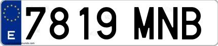 Ejemplo de matrícula española 7819 MNB