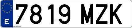 Ejemplo de matrícula española 7819 MZK