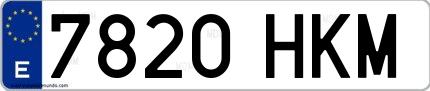 Ejemplo de matrícula española 7820 HKM
