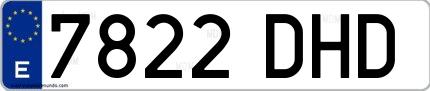 Ejemplo de matrícula española 7822 DHD