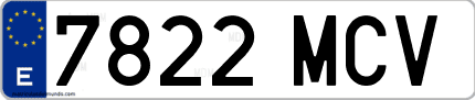 Ejemplo de matrícula de coche ordinaria 7822 MCV