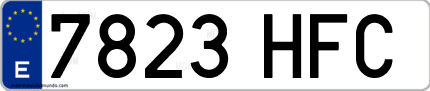 Ejemplo de matrícula de coche ordinaria 7823 HFC