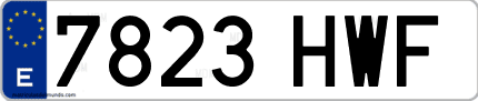 Ejemplo de matrícula de coche ordinaria 7823 HWF