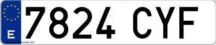 Ejemplo de matrícula española 7824 CYF