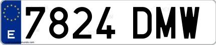 Ejemplo de matrícula española 7824 DMW