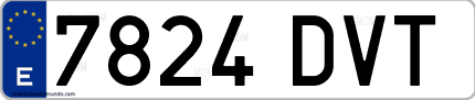 Ejemplo de matrícula de coche ordinaria 7824 DVT