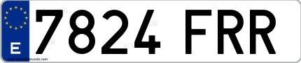 Ejemplo de matrícula española 7824 FRR