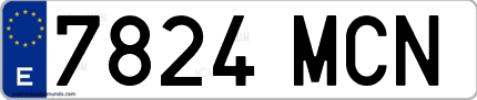 Ejemplo de matrícula de coche ordinaria 7824 MCN
