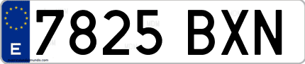 Ejemplo de matrícula de coche ordinaria 7825 BXN