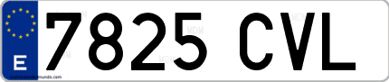 Ejemplo de matrícula de coche ordinaria 7825 CVL