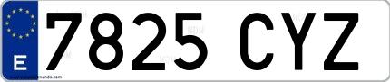 Ejemplo de matrícula española 7825 CYZ