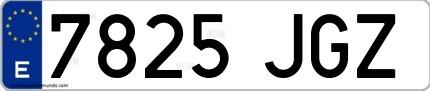 Ejemplo de matrícula española 7825 JGZ