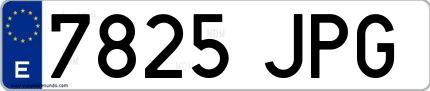 Ejemplo de matrícula de coche ordinaria 7825 JPG