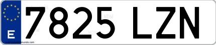 Ejemplo de matrícula española 7825 LZN