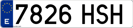 Ejemplo de matrícula de coche ordinaria 7826 HSH