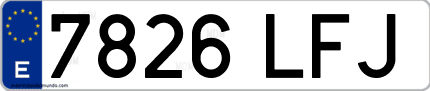 Ejemplo de matrícula de coche ordinaria 7826 LFJ