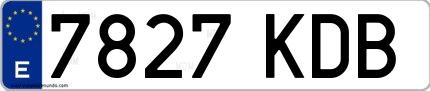 Ejemplo de matrícula española 7827 KDB
