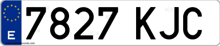 Ejemplo de matrícula de coche ordinaria 7827 KJC