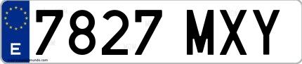 Ejemplo de matrícula española 7827 MXY