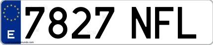 Ejemplo de matrícula española 7827 NFL