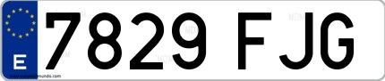 Ejemplo de matrícula española 7829 FJG