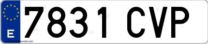 Ejemplo de matrícula de coche ordinaria 7831 CVP