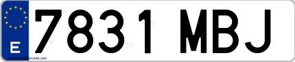 Ejemplo de matrícula española 7831 MBJ