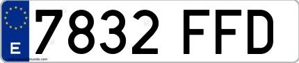 Ejemplo de matrícula española 7832 FFD