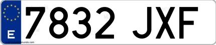 Ejemplo de matrícula española 7832 JXF