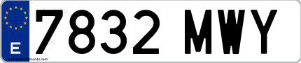Ejemplo de matrícula española 7832 MWY