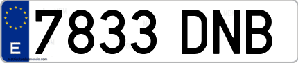 Ejemplo de matrícula de coche ordinaria 7833 DNB